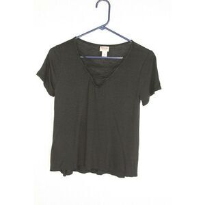 Mossimo Womens Top T-Shirt Lace-Up V-neck Short Sleeves Black XS
